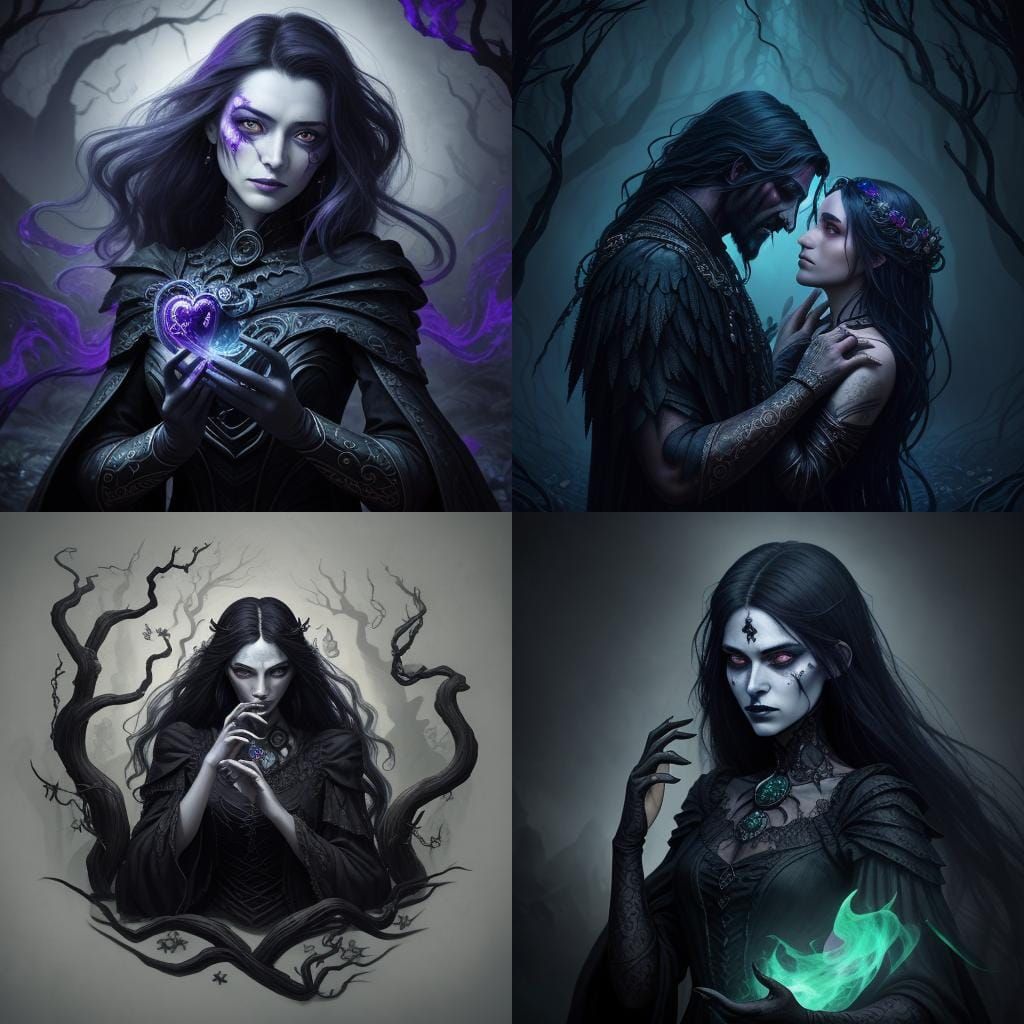 Evil Woman Preys on Broken Man in Dark Surreal Style