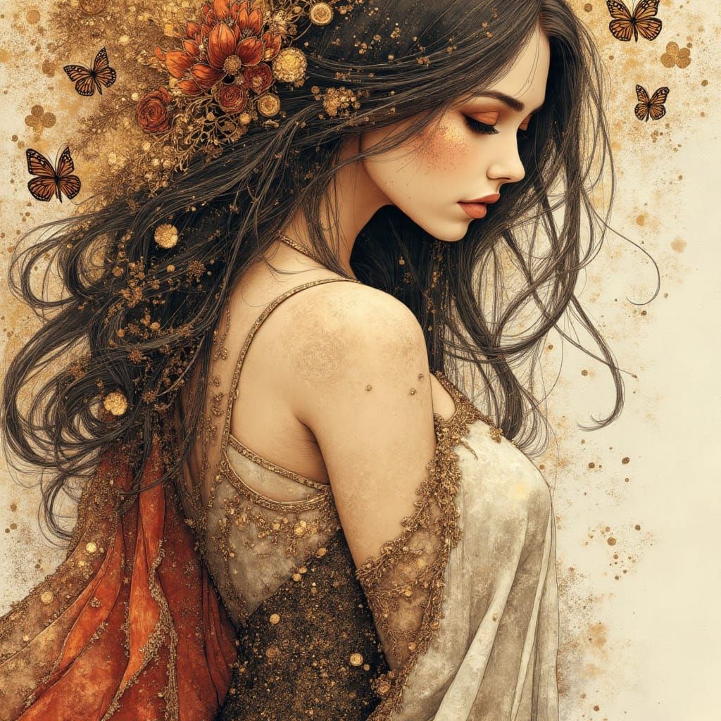 Pirate Alcohol Ink Sketch in Dark Fantasy Style