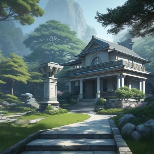 Marble villa in the forest