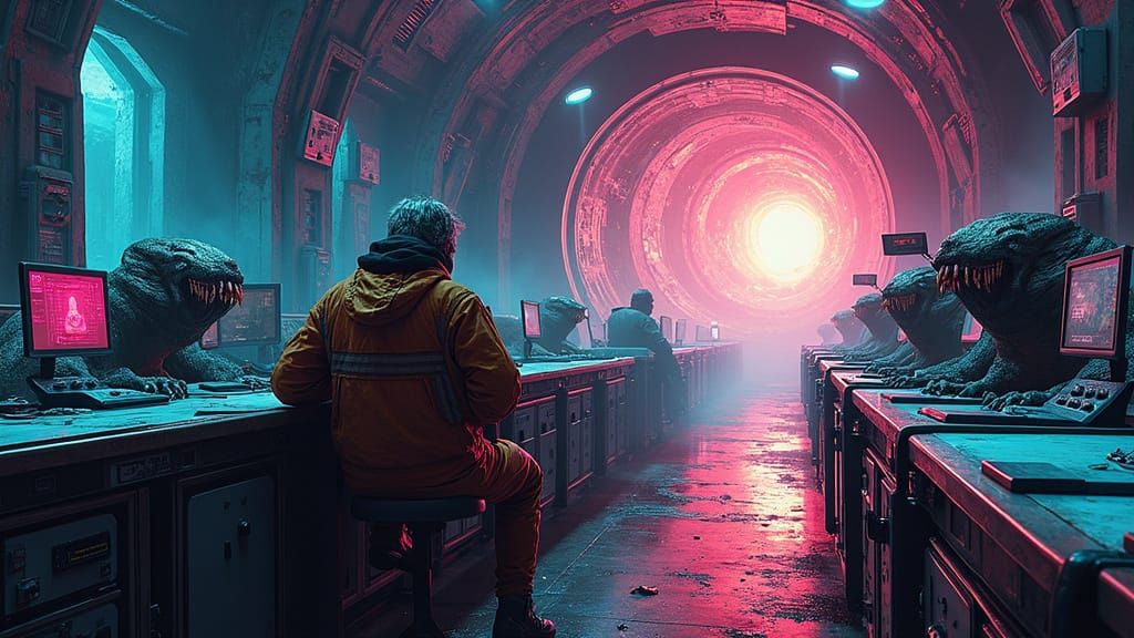 Cosmic Rift in Cyberpunk Nightmare