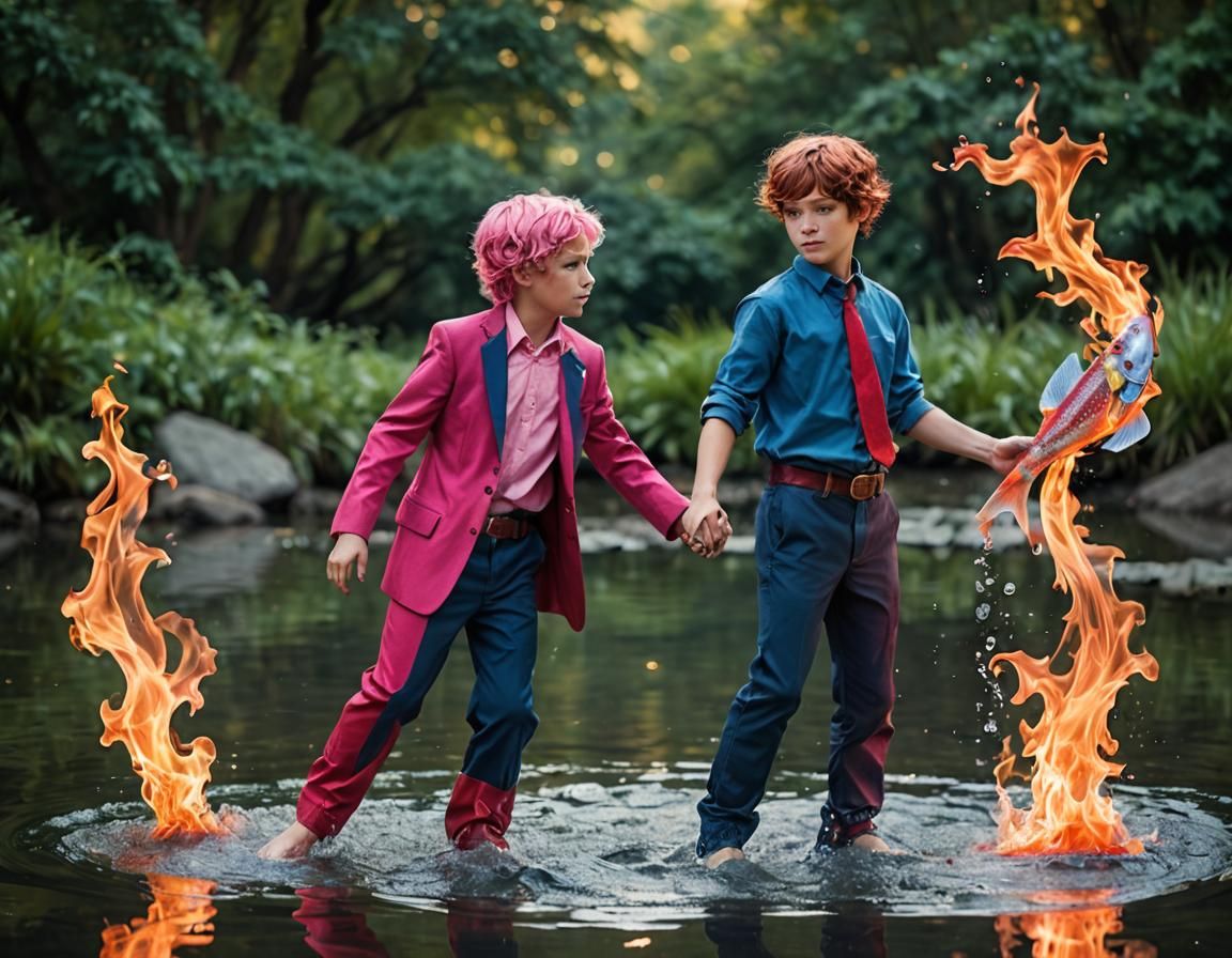 Divine Water and Fire Boys, Professional Photo