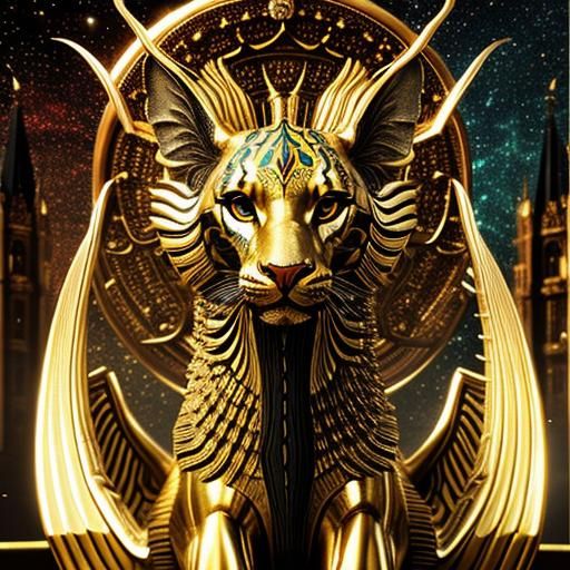 Psychedelic Sphinx in Surreal 3D Render