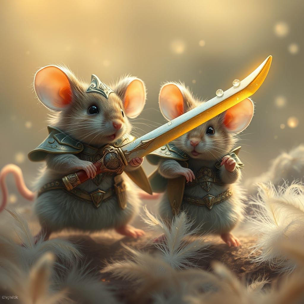 Dreamlike Mice Charge into Whimsical Battle with Banana Swor...