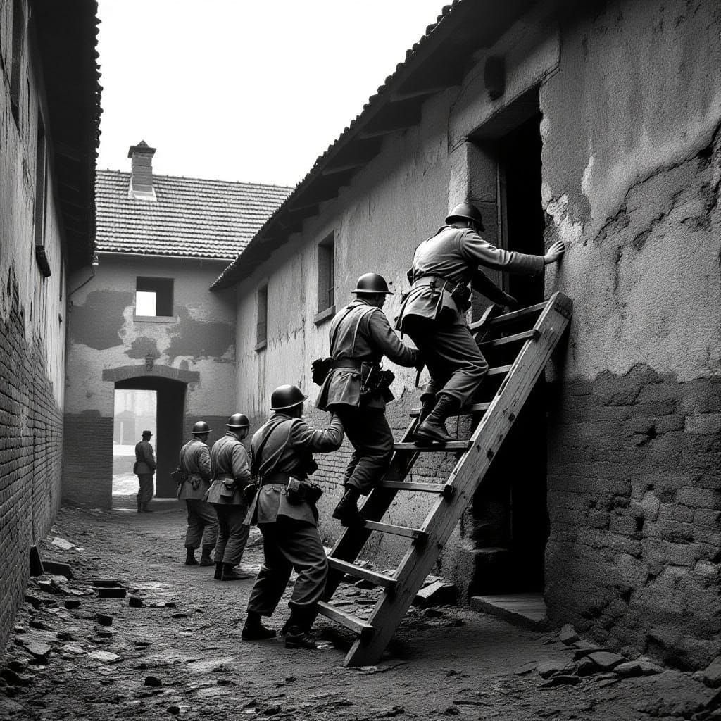 Escape from the East German Compound in Black and White