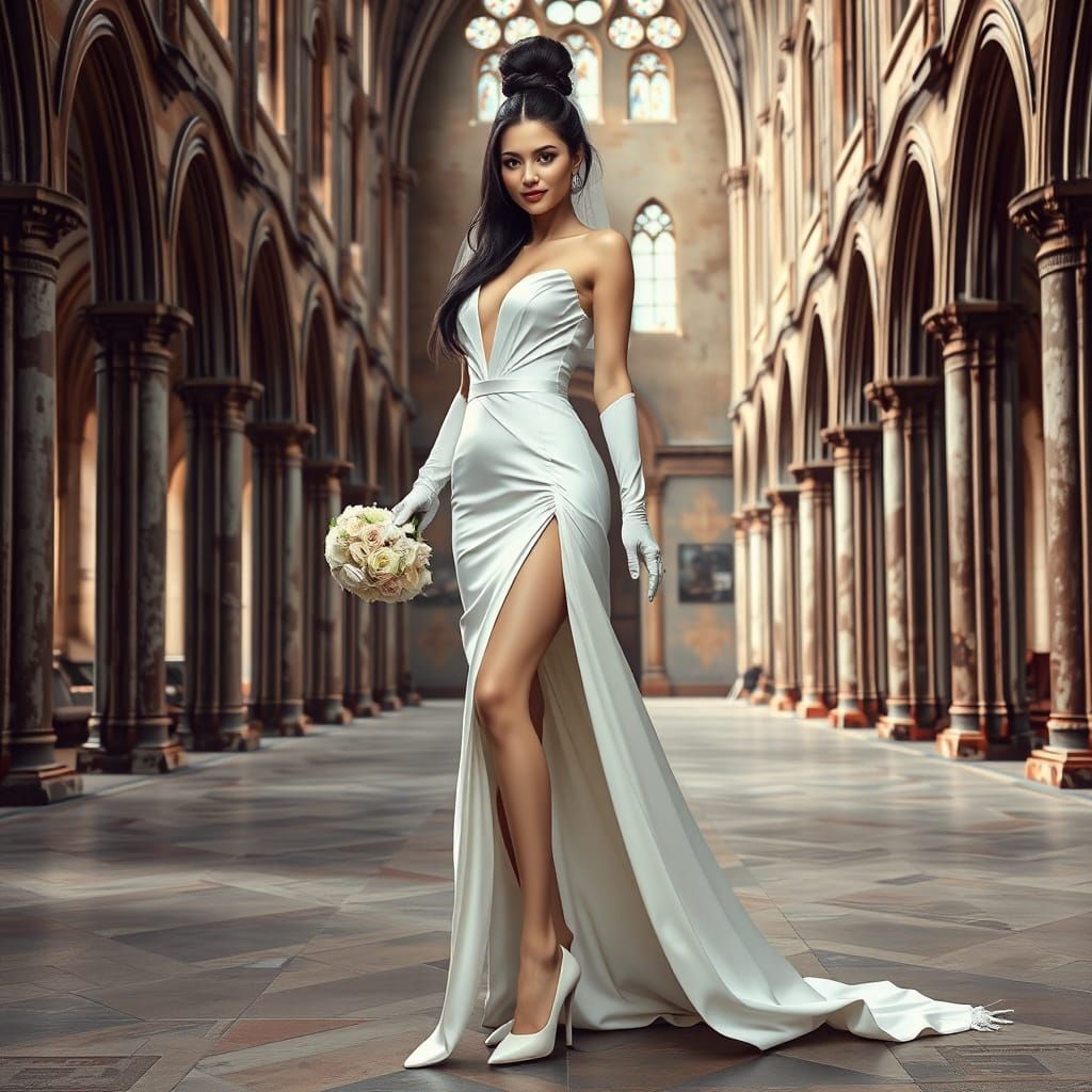 Ethereal Bride in Abandoned Cathedral