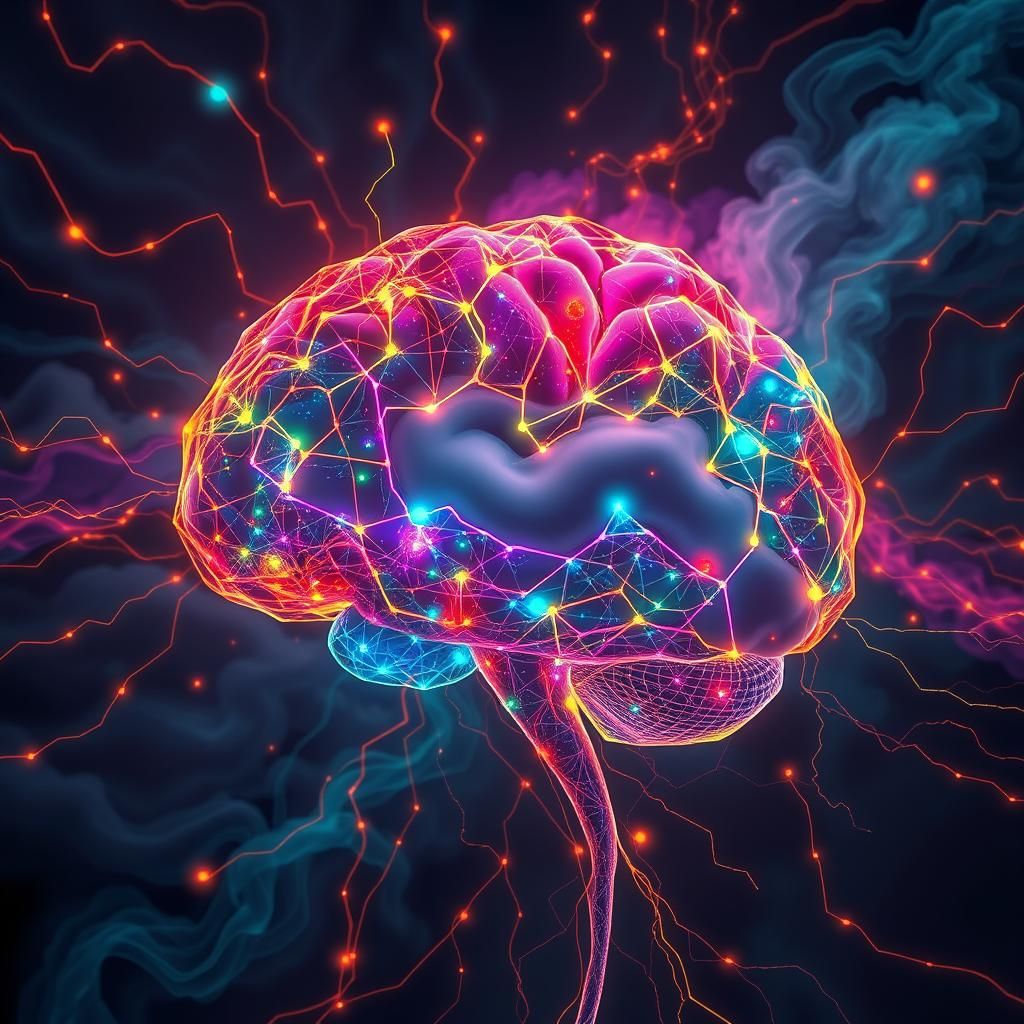 Illuminated Cerebral Network in a Surreal Style