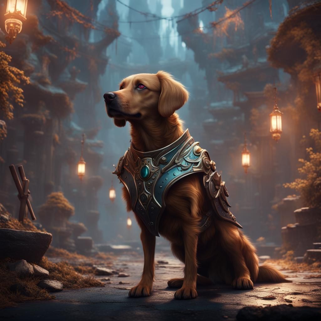 Fantastical Dog Girl Matte Painting