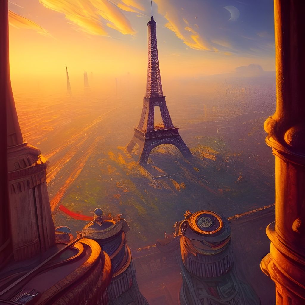 Eiffel Tower Fantasy Art in Photorealism Style