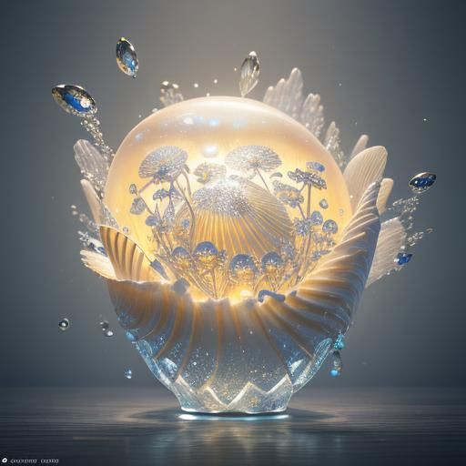 Fantasy Wood Flower in Seashell, 3D Anime Art
