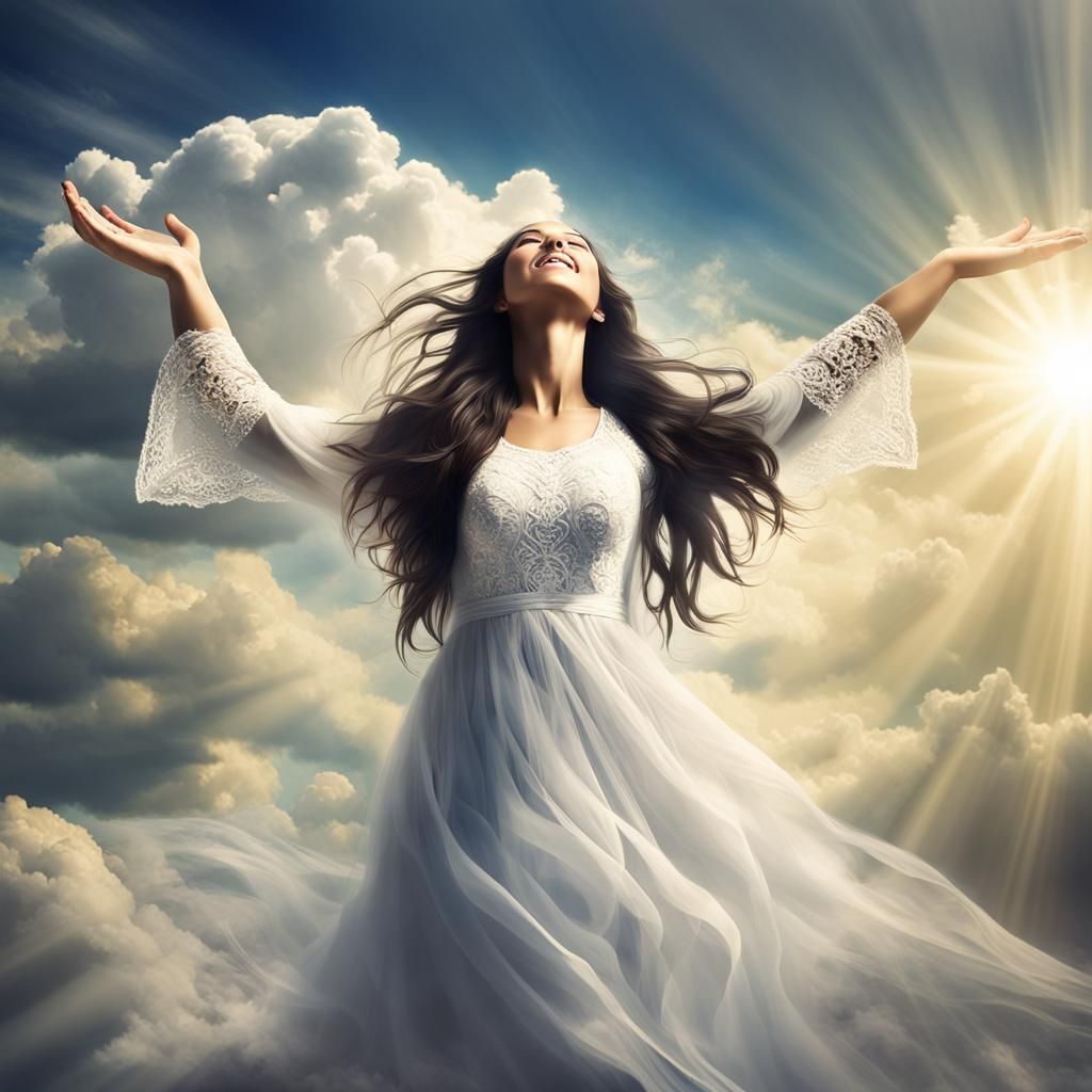 Radiant Woman Bathed in Heavenly Light