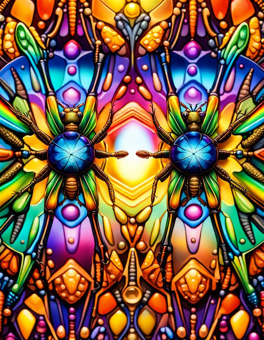 Vibrant Rainbow Mirage Insect Macro Art
