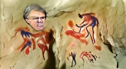 Abstract Cave Painting with Primitive Symbols