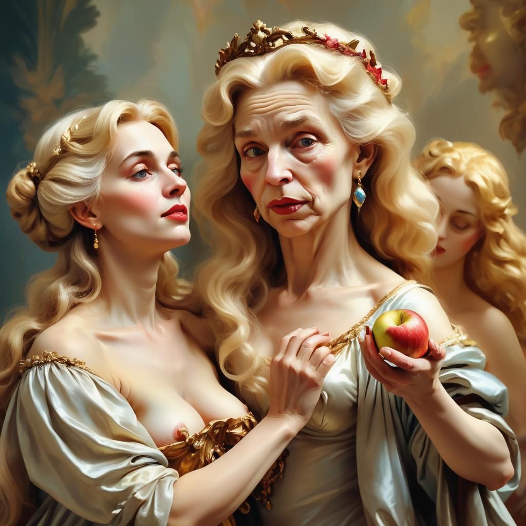 Baroque Digital Painting: Elderly Transvestite as Venus