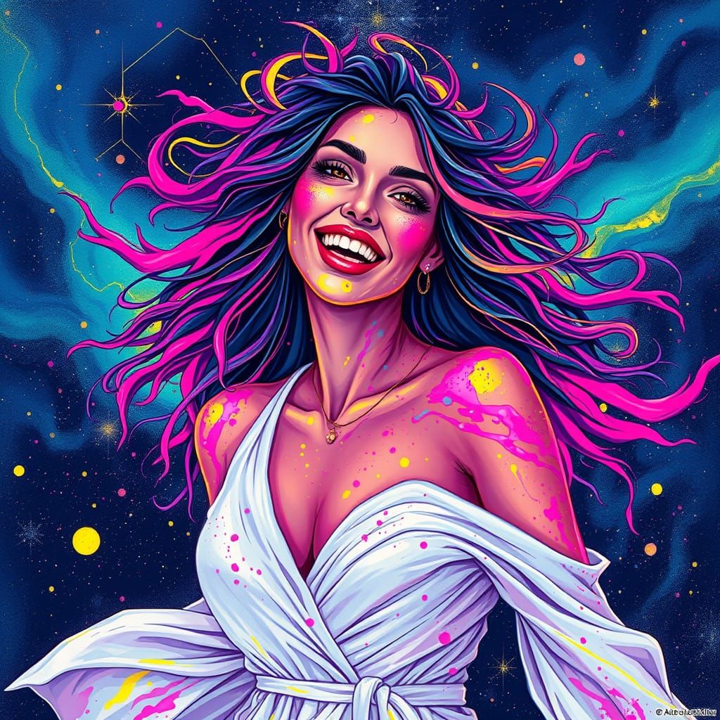 Cosmic Dreamer in Neon Splendor