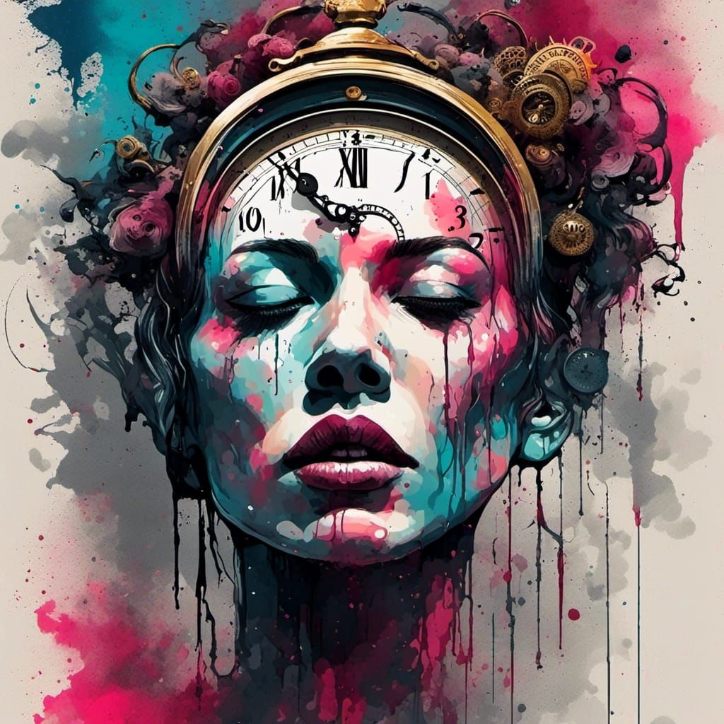 Cliff Face Clock in Watercolor Splash Art