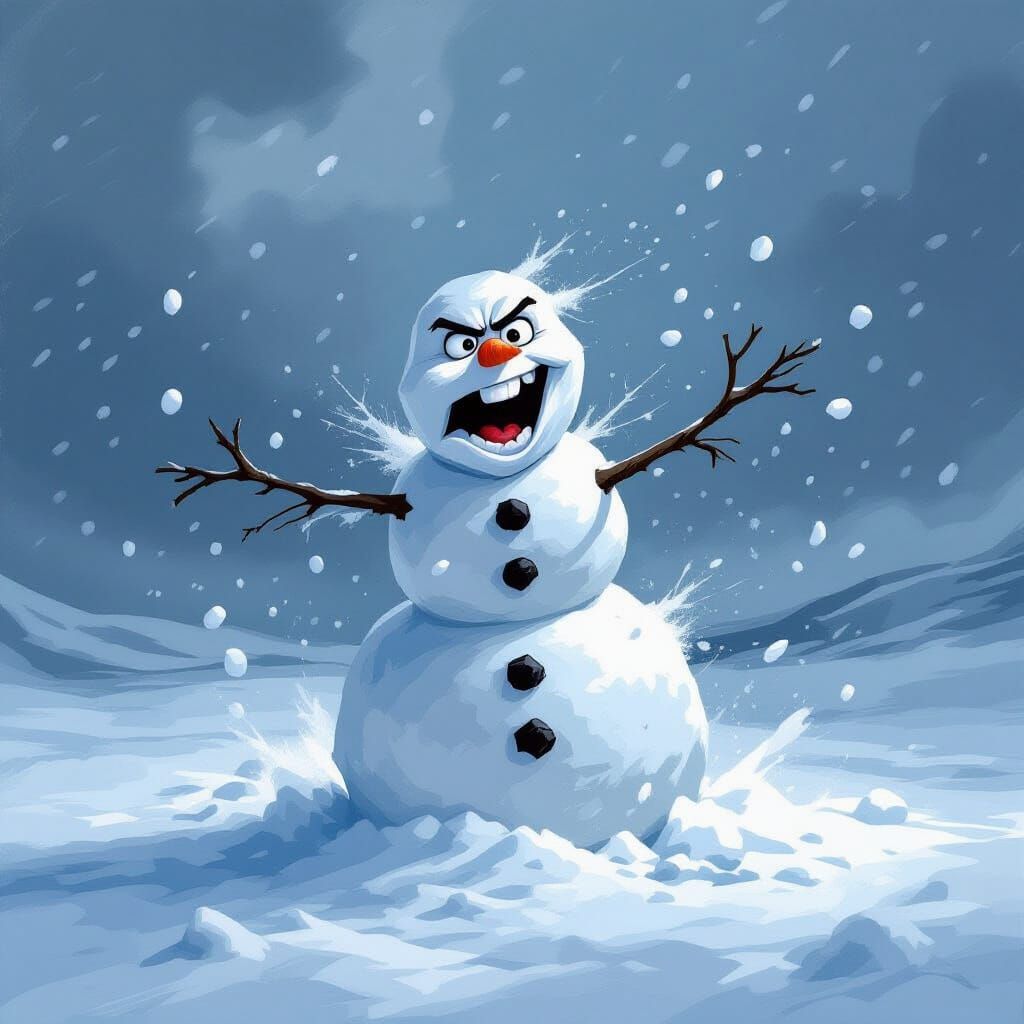 Enraged Snowman Tantrum in Blizzard