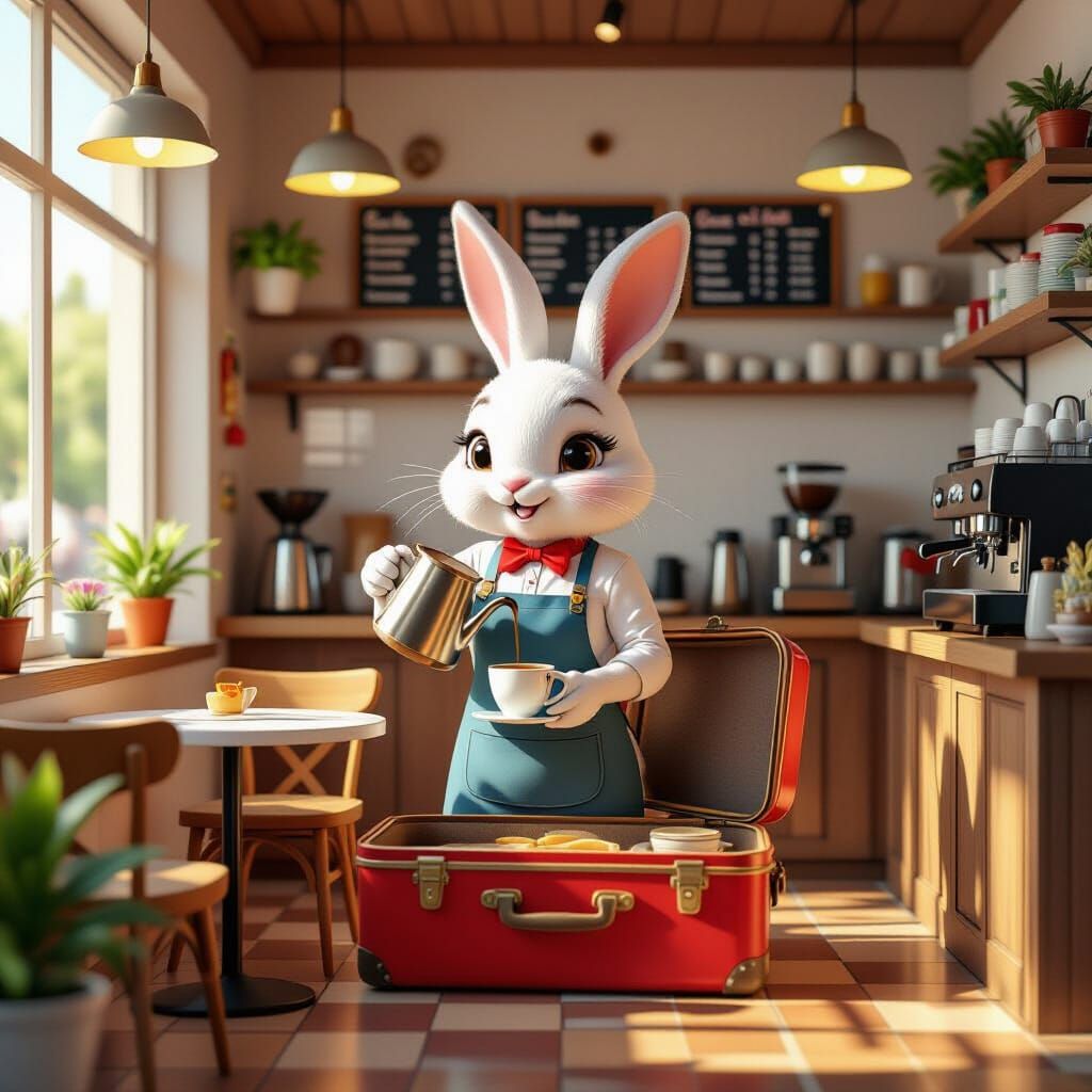 Bunny Barista's Candy Art Suitcase Cafe