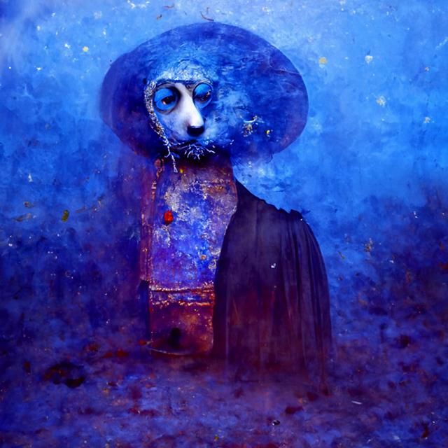 Blue Soothsayer Portrait in Odilon Redon Style