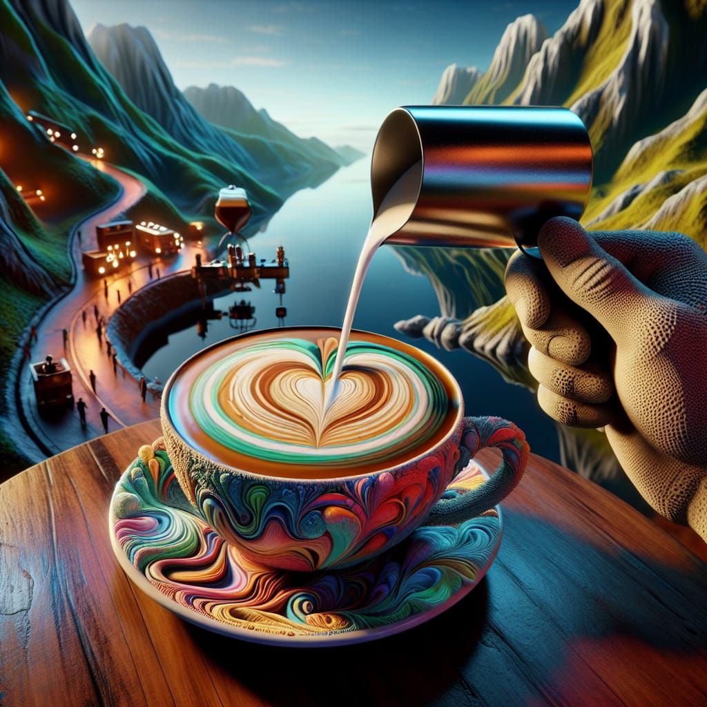 Latte Art Heart in Surreal 3D Rendering