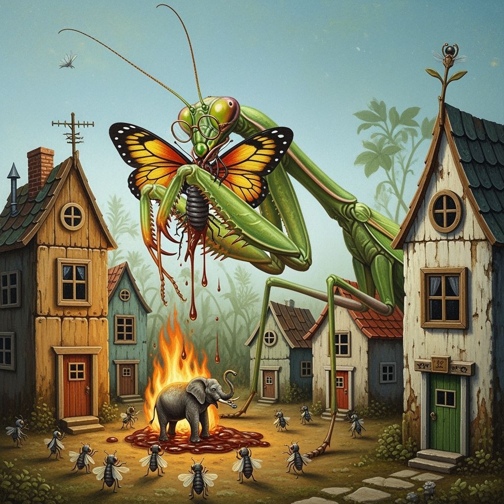 Hyperrealist Orchid Mantis Terrorizes Tiny Village