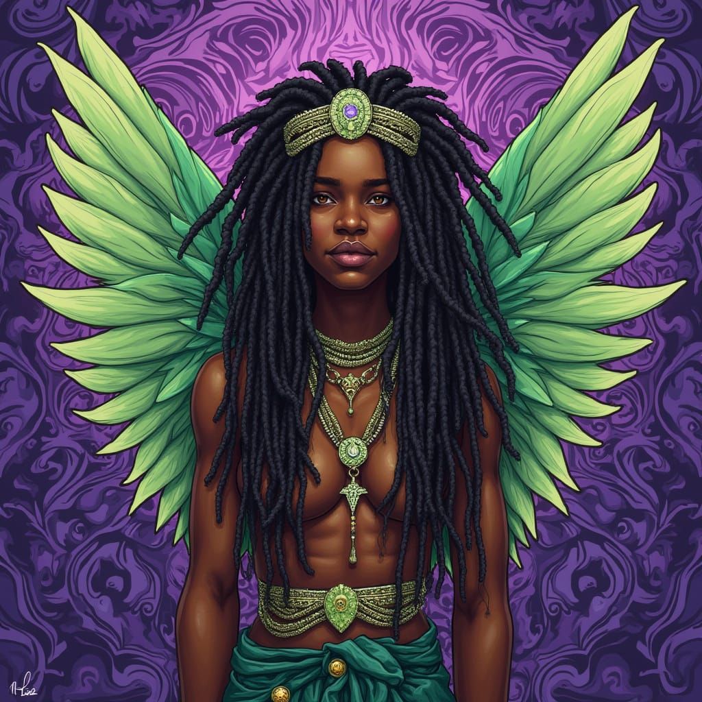 Angel in Vibrant Abstract Splendor