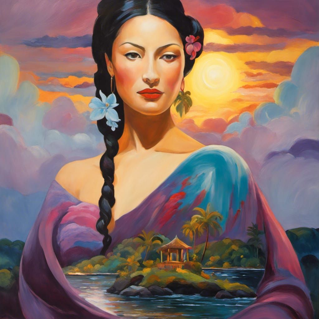 Polynesian woman in the right location