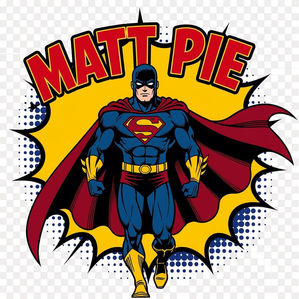 Superhero Character in Retro Colors with Graffiti Splash