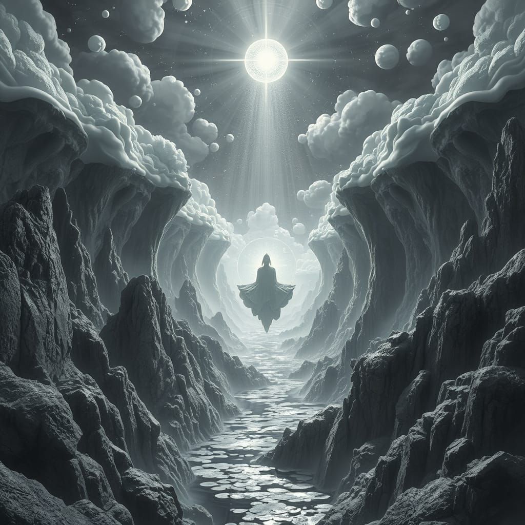 Grey Spiritual Realm Emerges from Colorful 2D Dreamscape in ...