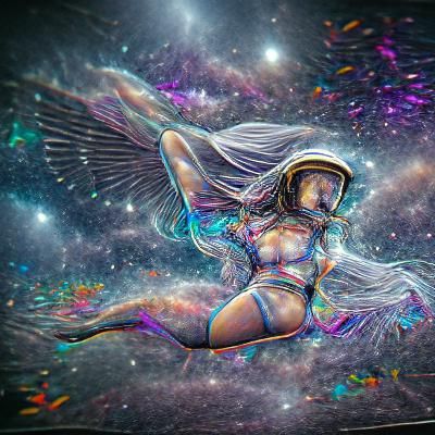 Goddess Flies Through Space-Time: Cosmic Illustration