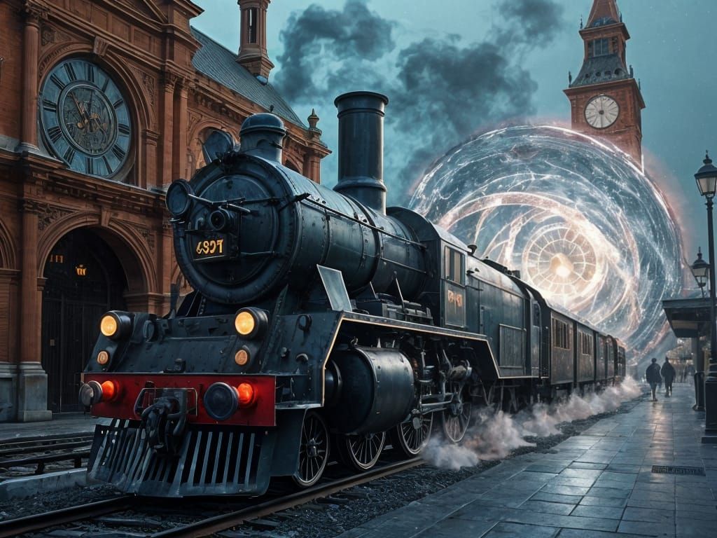 Mystical Train Speeds Through Midnight Portal