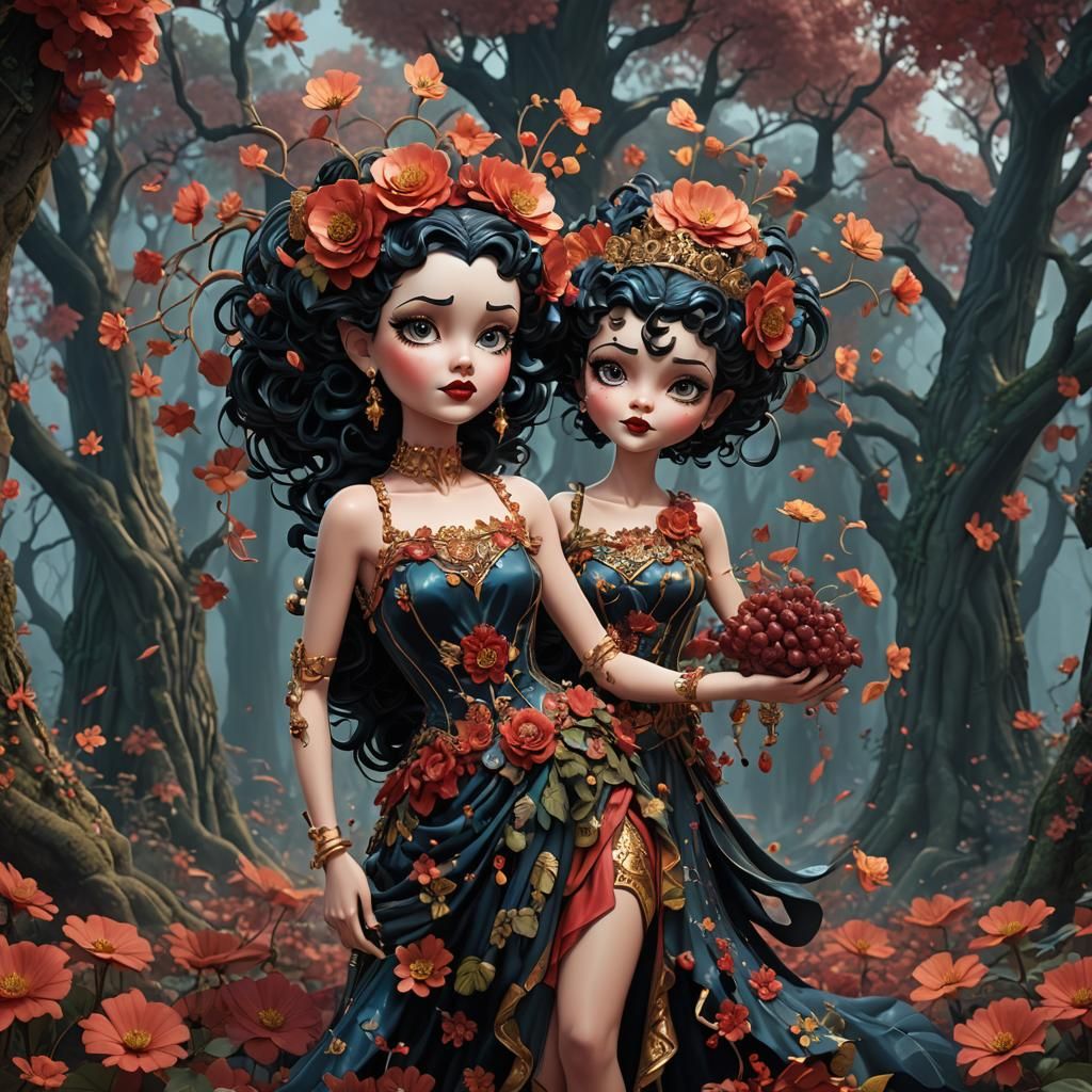 Betty Boop as Persephone: Detailed Fantasy Art