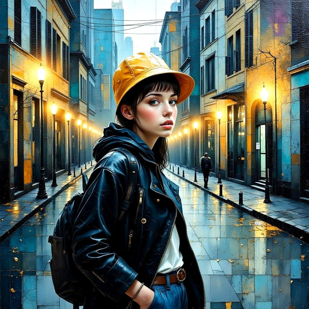 City Streets in Mosaic Digital Art Style