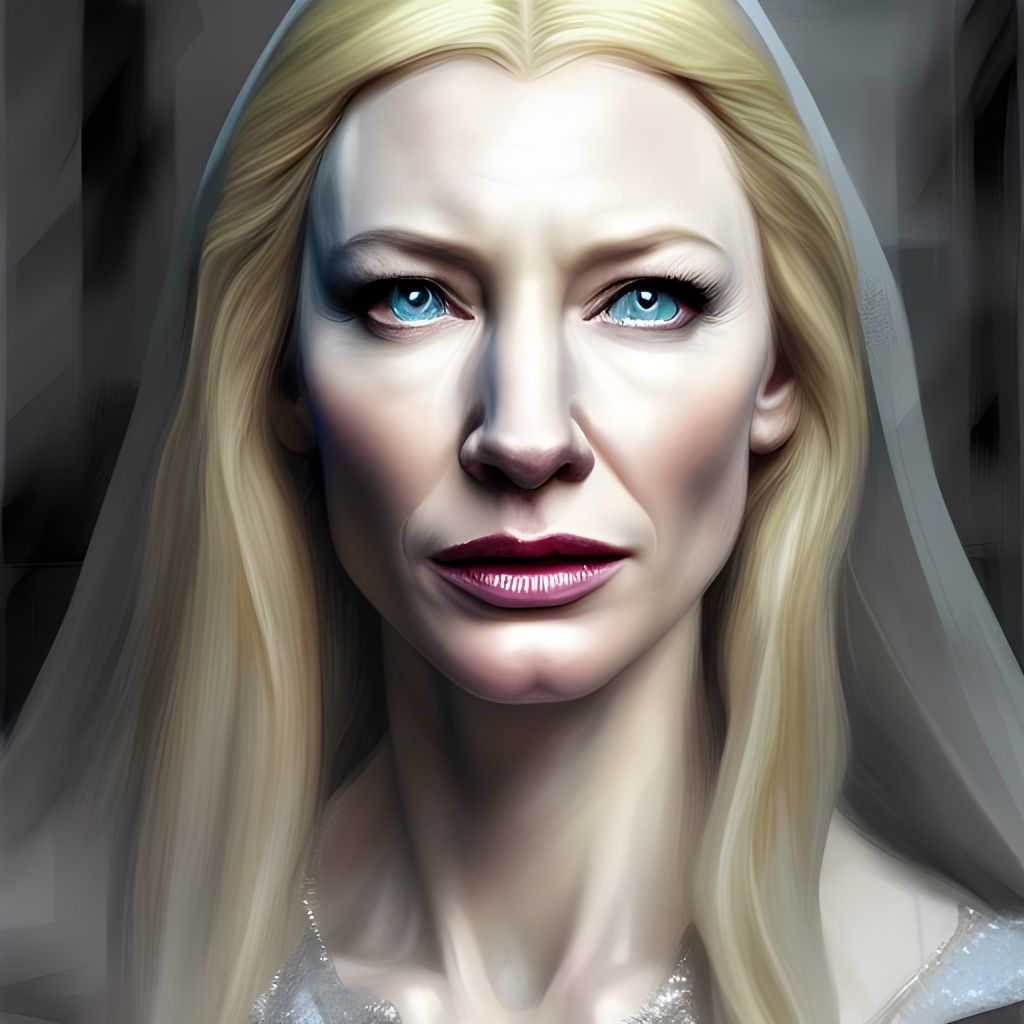 Hyperrealistic Portrait of Galadriel as Expressionist Art