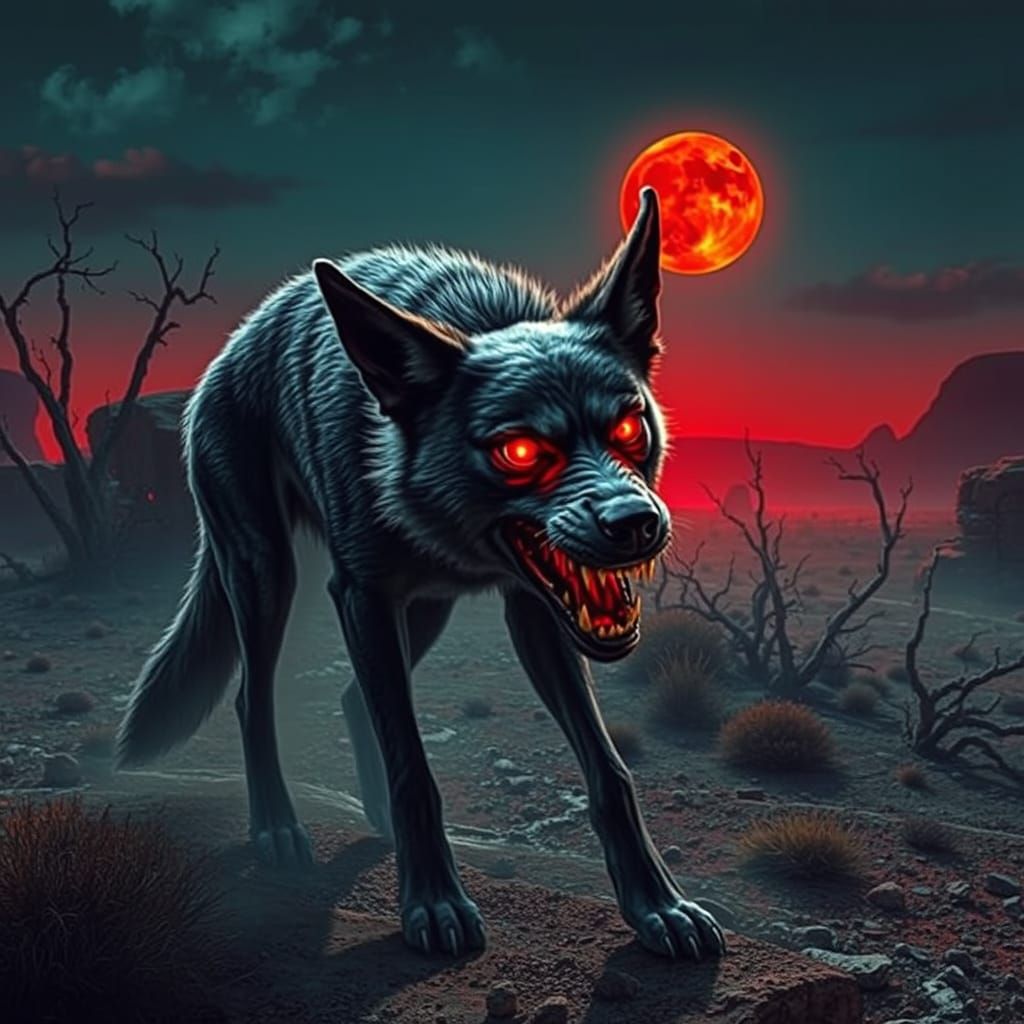 Mysterious Dingo Stands Amidst Twisted Australian Outback