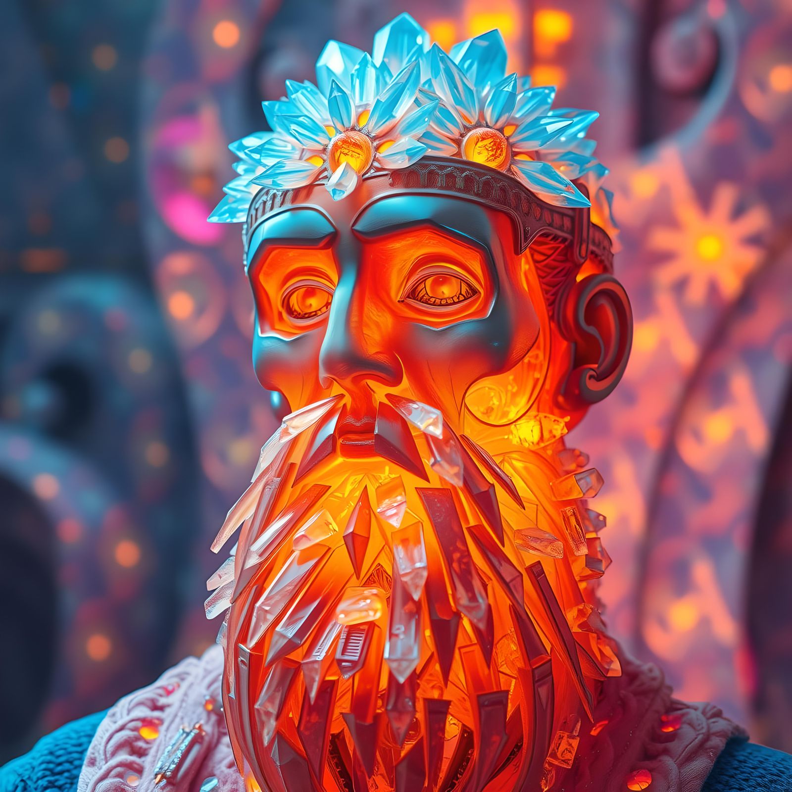 Crystalline Beard Refracting Light as Abstract Art