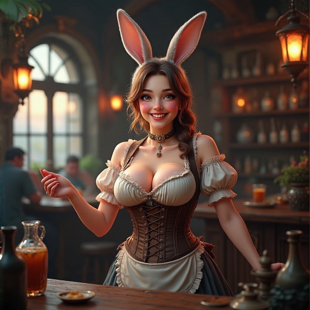 Barmaid Bunny in Lavish Tavern, 3D Game Art