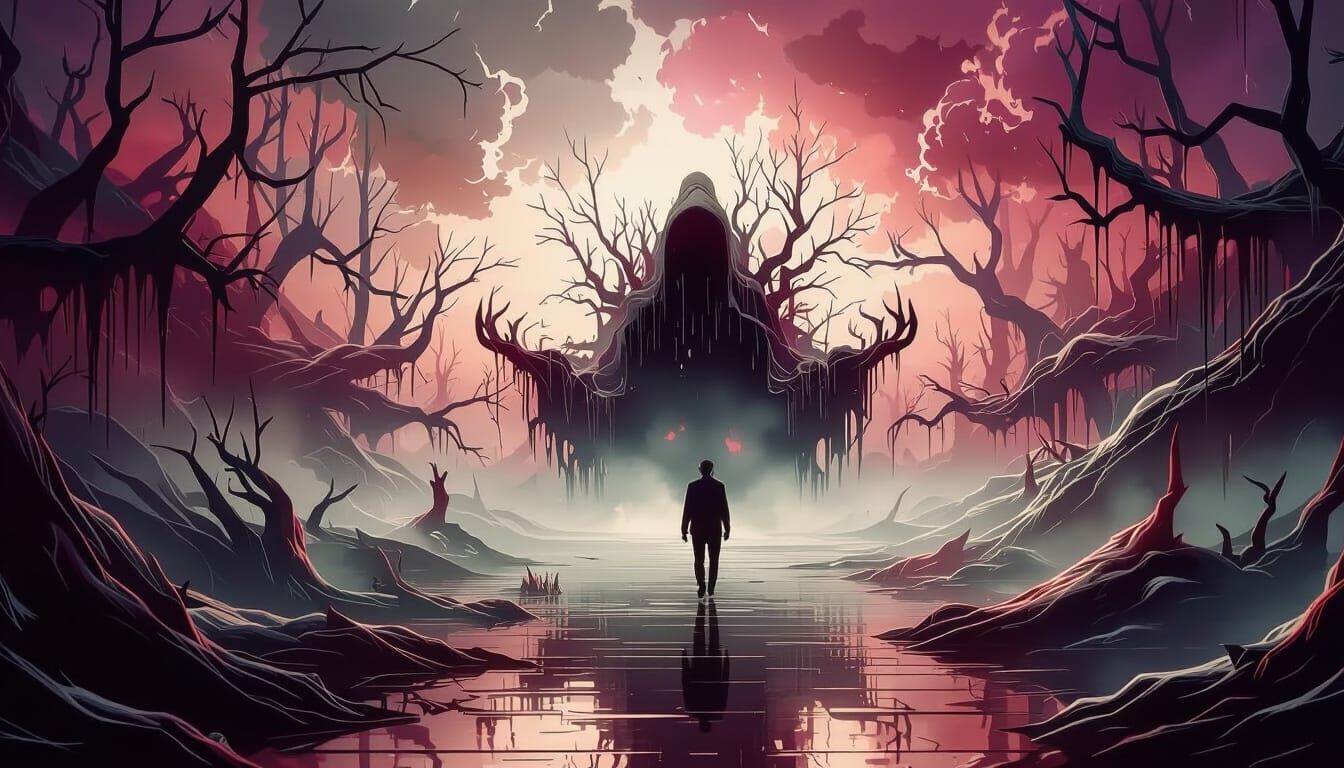 Surreal Swamp Exploration in Dreamlike Haze