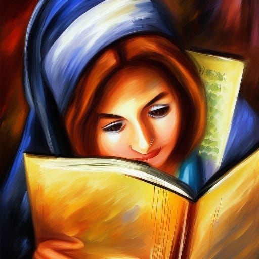 Bruria Reading Scroll: Photorealistic Romanticism