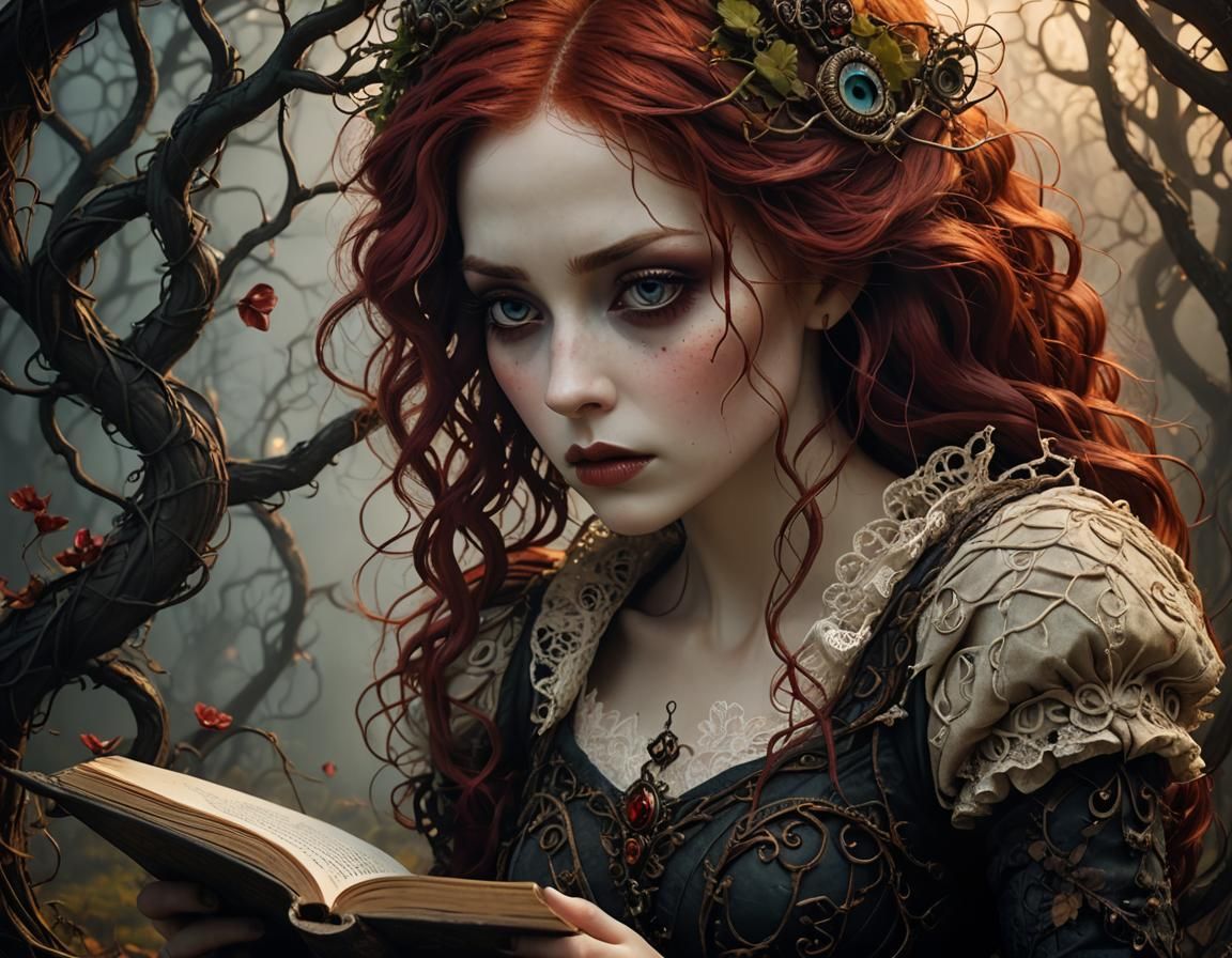 Fairytale Reading: Surreal Gothic-Punk Portrait