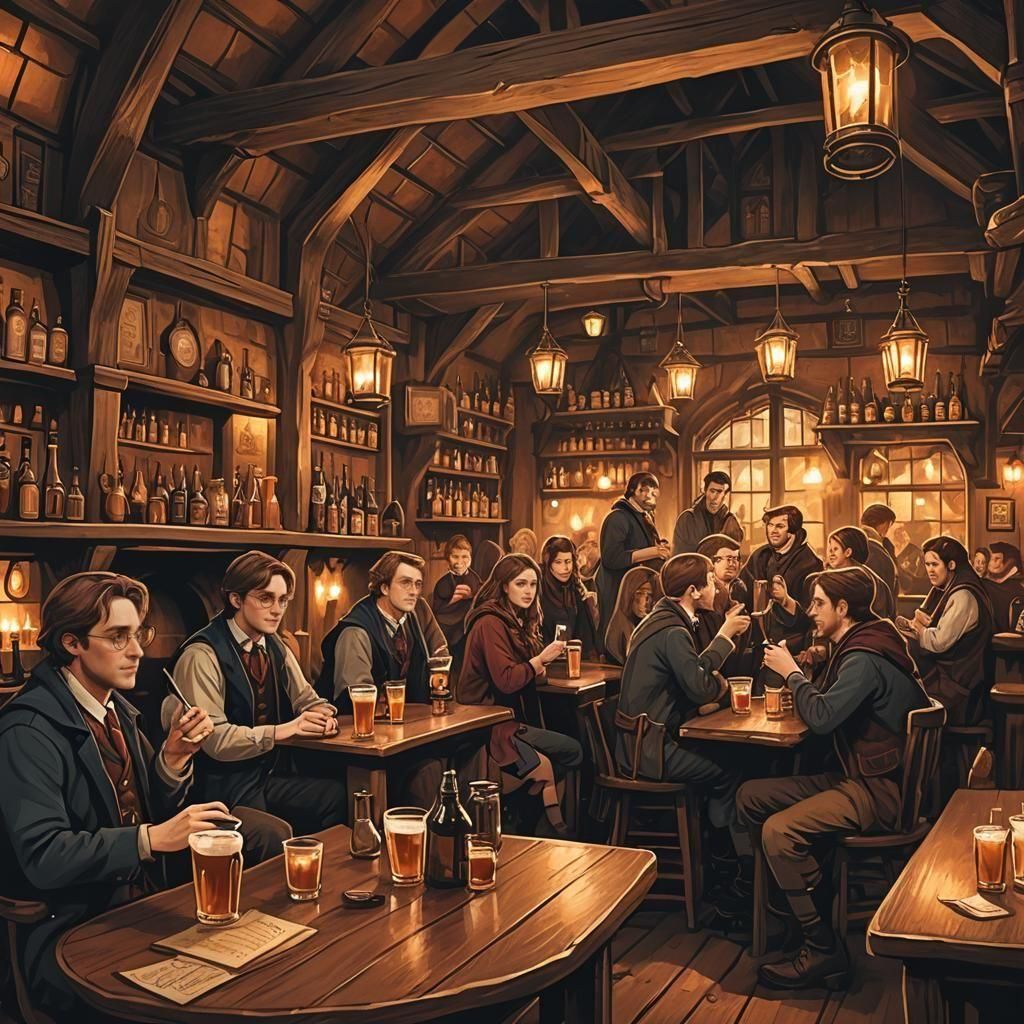 Hogwarts Students at The Three Broomsticks Bar