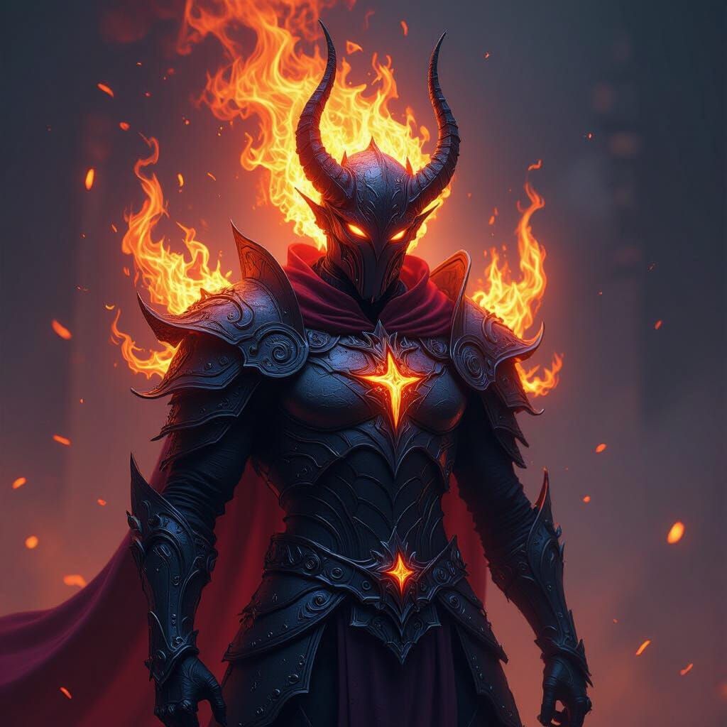 White Fire Demon in Blue Flame Armor