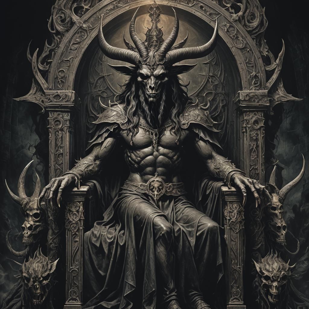 Mysterious Baphomet on Dark Throne