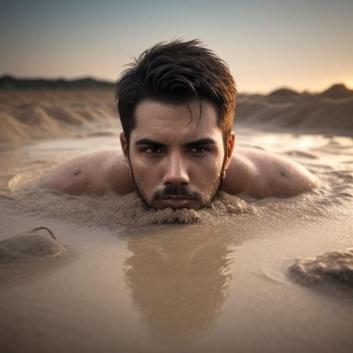 Man Sinking in Quicksand: Professional Photography