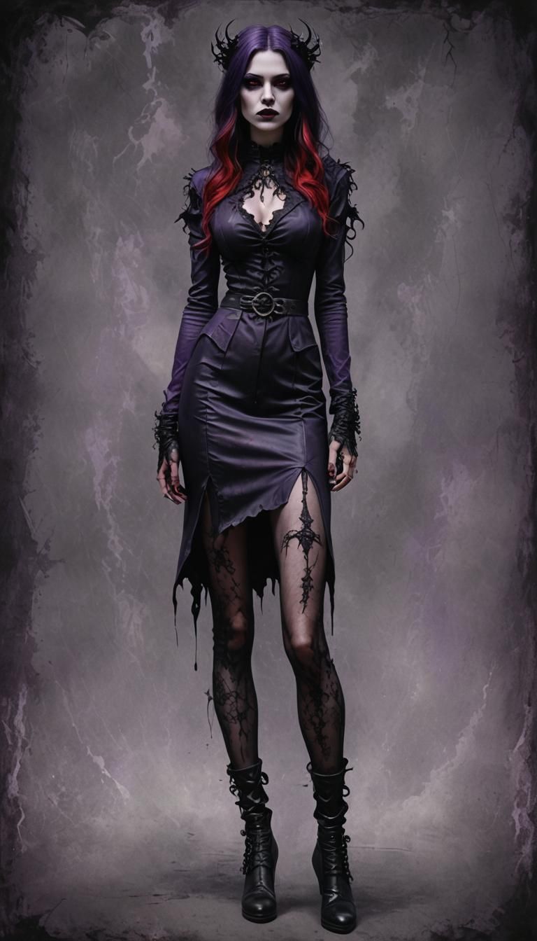 Gothic Demonic Woman in Dark Photo Realistic Style