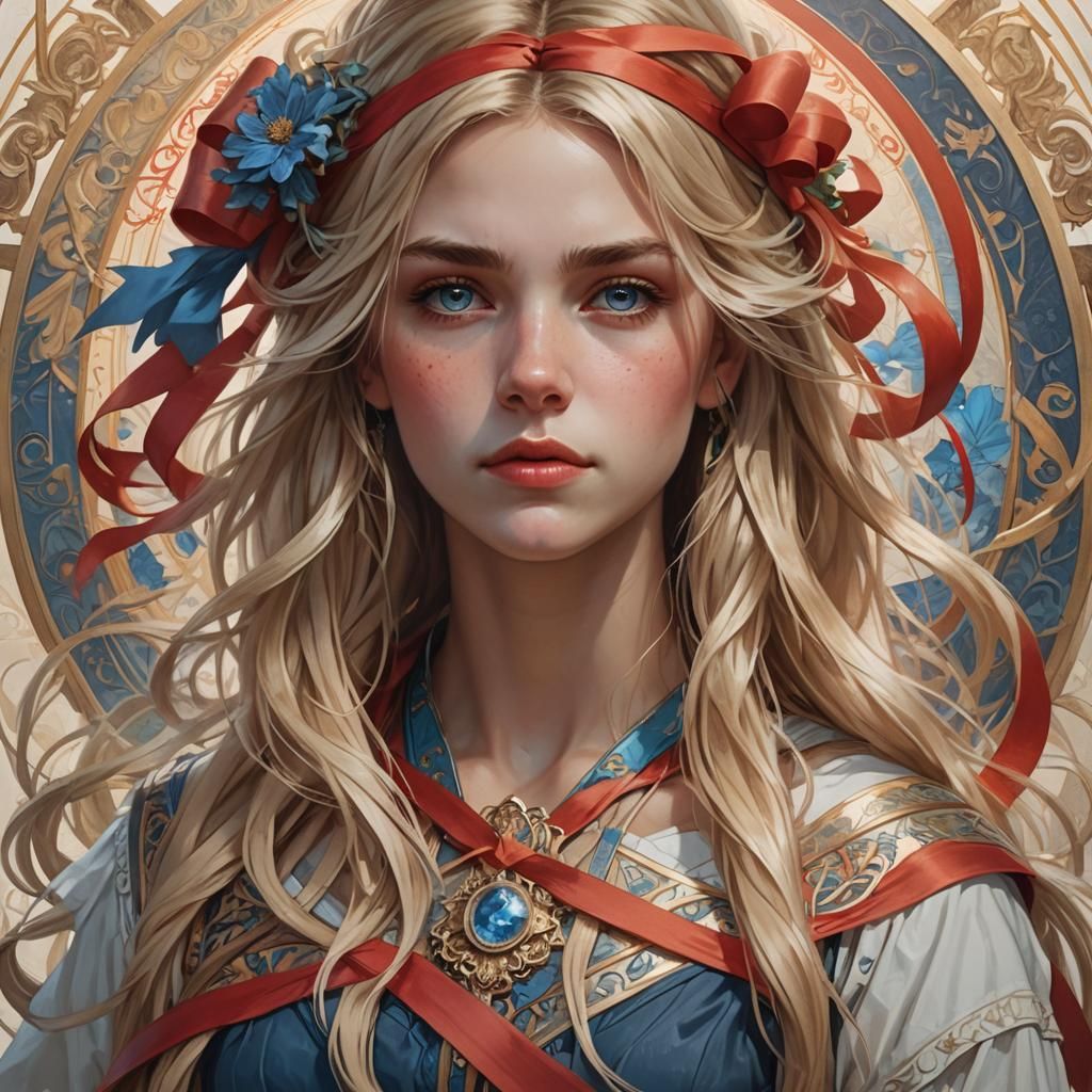 Slavic Beauty Portrait in Digital Art Style