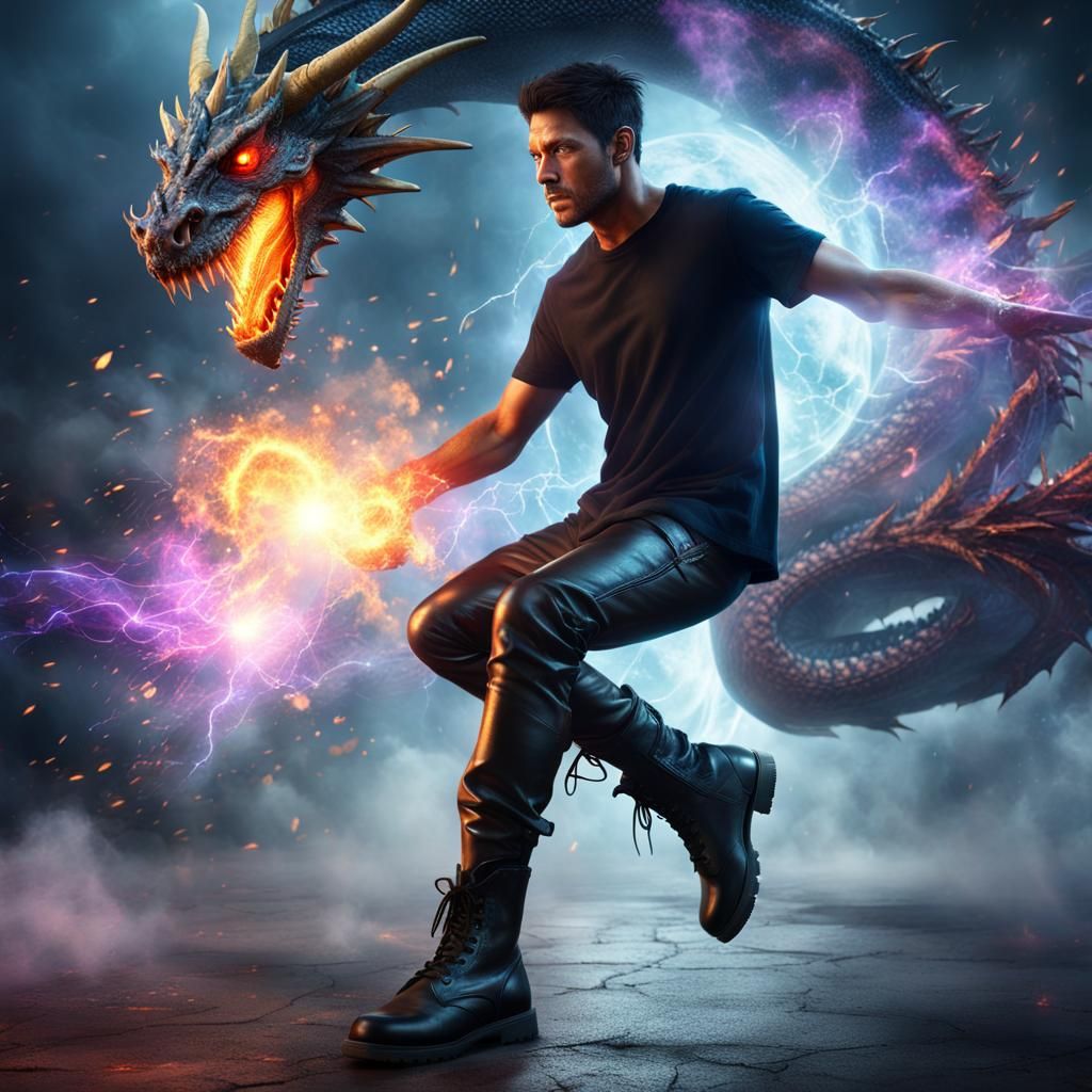 Young sorcerer summons a dragon