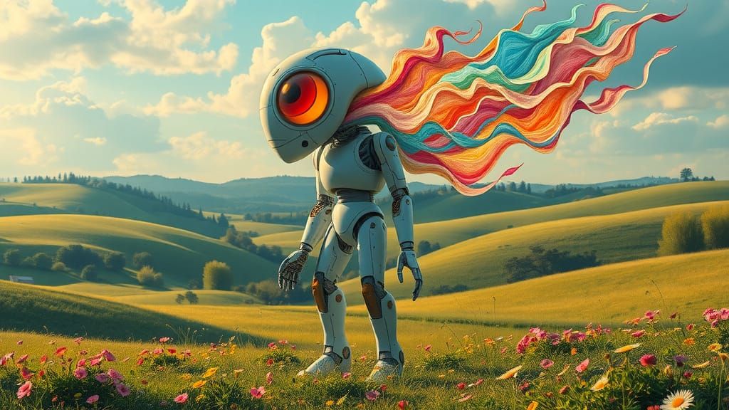 Pastel Mecha with Abstract Thought-Form in Dieselpunk Style