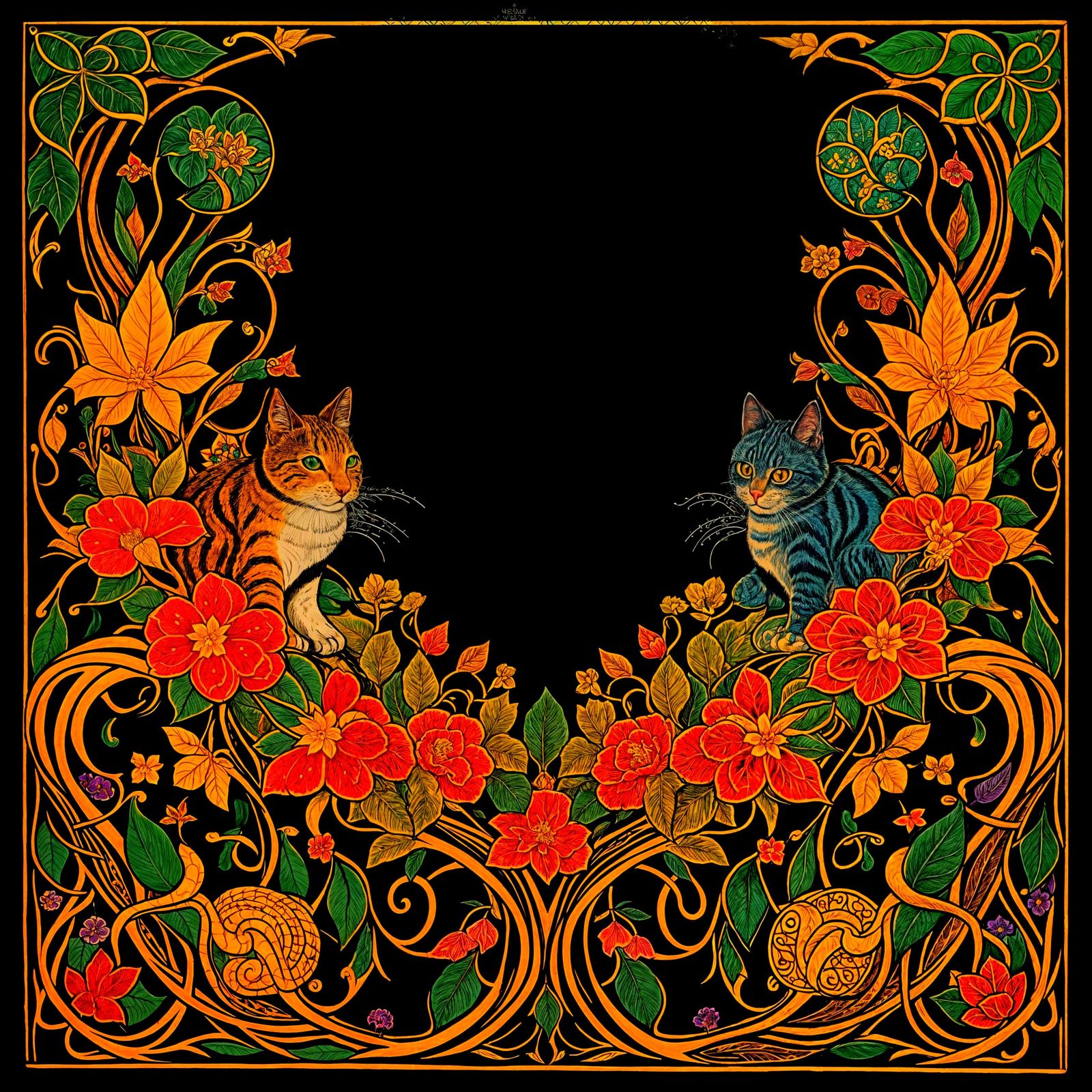 Medieval Line Drawings in Elaborate Illuminated Manuscript S...