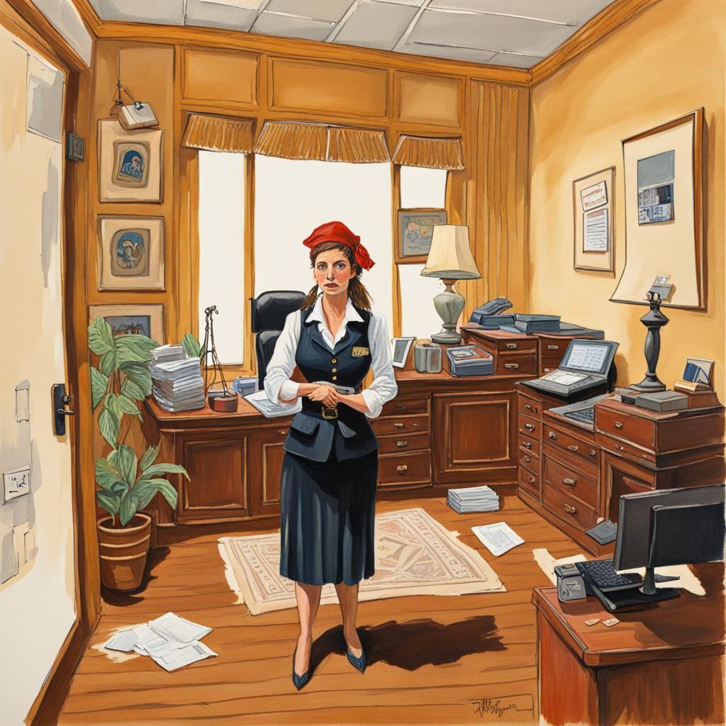 Pirate Office Receptionist in Gouache Style
