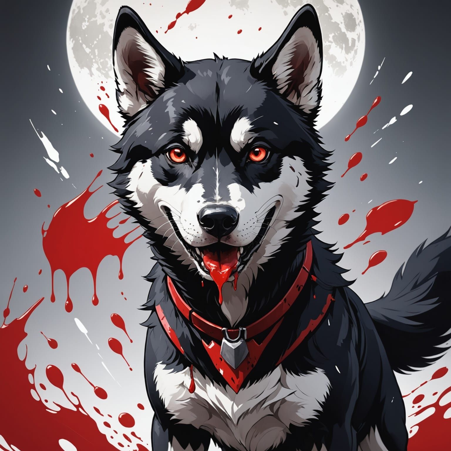 Black Husky with Scar in Anime Style